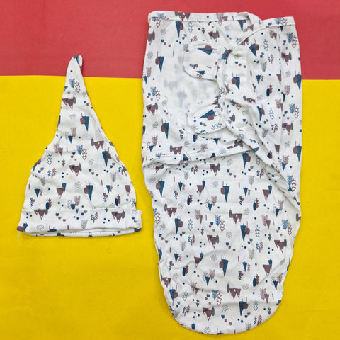 Swaddle with Cap - Pine Tree