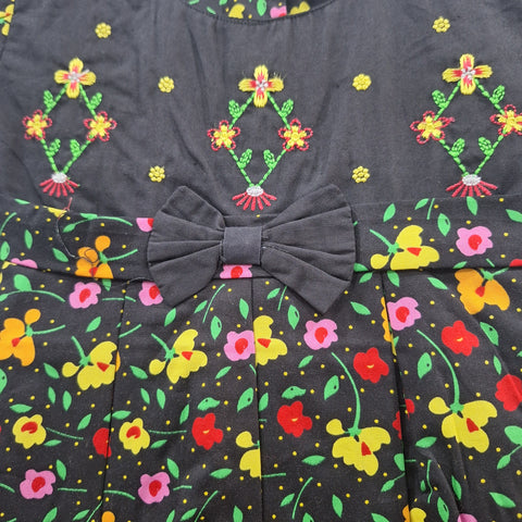 Pink & Pink - Frock - Black - Flowers