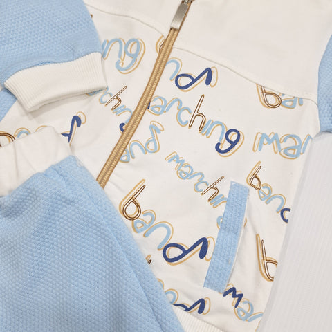 3 Pieces - Suit Set - Alphabets - Blue