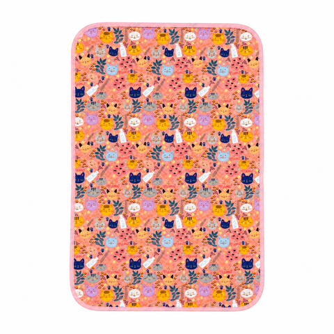 Waterproof Baby Diaper Changing Sheet  - Orange - Cat
