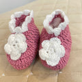 Handmade Wool Baby Shoe - Tea Pink & Flowers