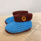 Handmade Wool Baby Shoe - Brown & Blue