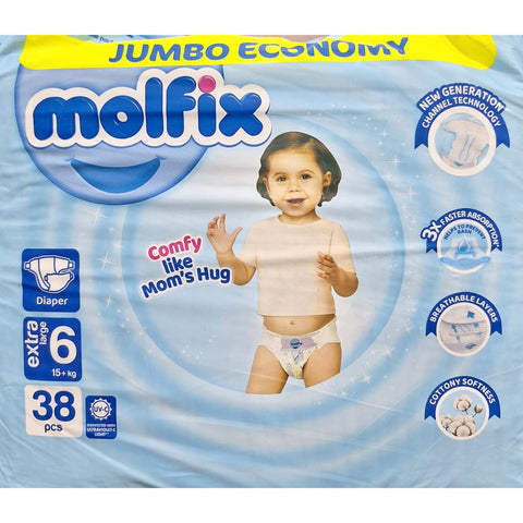 Molfix Diapers Pack Size 6 - 38 Pcs