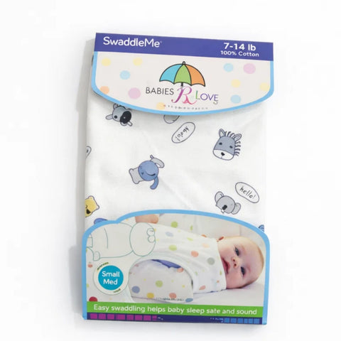 BRL - Swaddle Wrap - White - Hello Animals