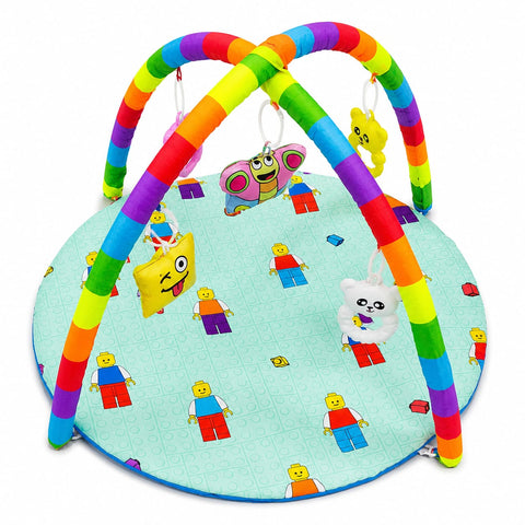 Baby Play Mat With Hanging Toys - Light Green - Blocks - 515
