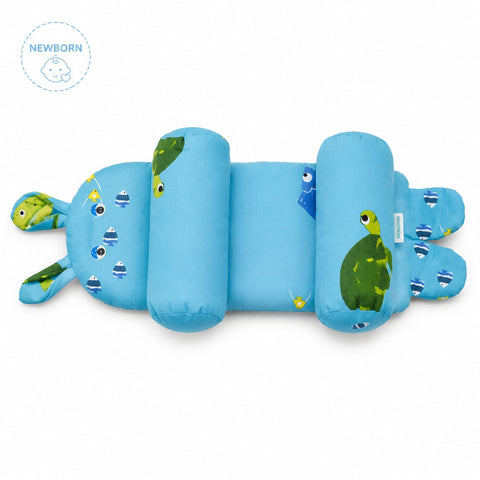 Head Shaping Pillow for Round Head - Blue - Turtle