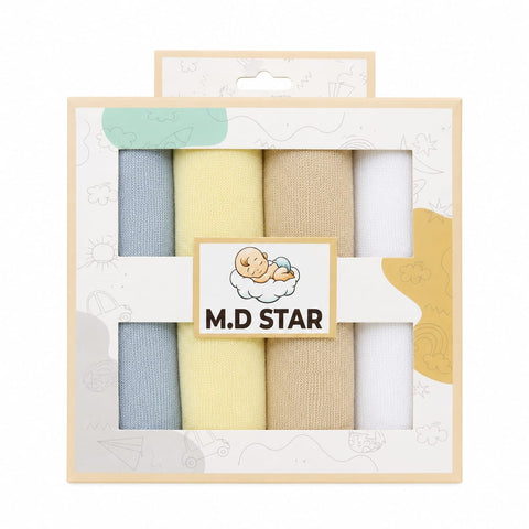 Pack of 4 Face Towels – Soft Cotton Baby & Kids Hand Towels in Multi Colors