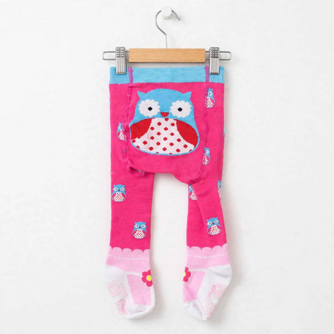 Kids Winter Leggings Dark Pink Owl Print | Warm Leggings for Girls | 0-6 Months