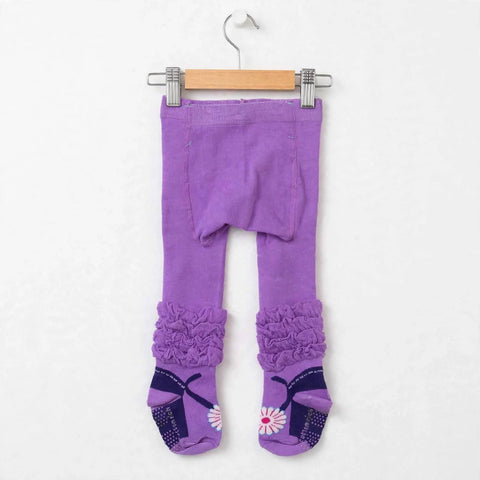 Kids Winter Leggings Purple Flower Print | Warm Leggings for Girls | 0-6 Months