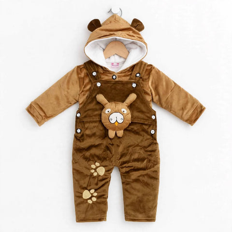 Winter Baby Dungaree Set Brown Rabbit | Warm & Cozy Baby Outfit