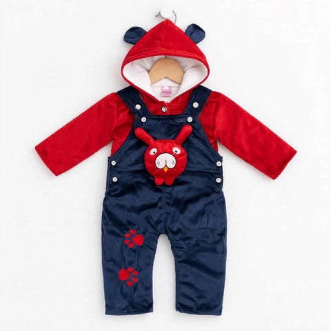 Winter Baby Dungaree Set Blue Rabbit | Warm & Cozy Baby Outfit