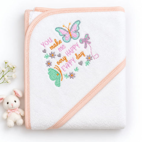 Hooded Baby Bath Towel Light Pink 31×31 Inches | Soft & Absorbent Hooded Towel for Babies