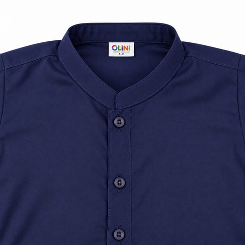 3-Piece Boys Waistcoat Kurta Trouser Suit – Wash & Wear Fabric – Navy | OLINI