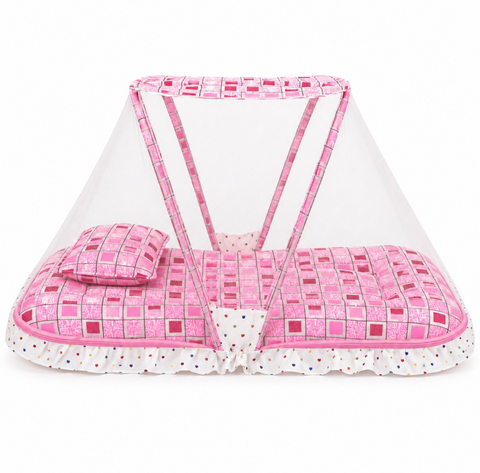 Infant Mosquito Bed Net - Pink - Check - 26