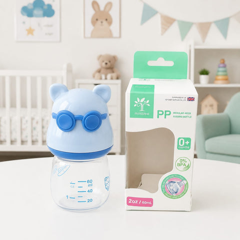Regular Neck Plastic Feeding Bottle - Blue - ZR-017
