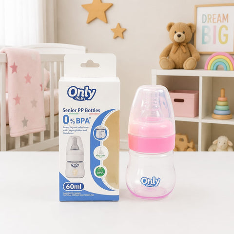 Regular Neck Plastic Feeding Bottle - Pink - 1199