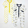 Little Joy - Pack of 2 Sleep Suits - Yellow Circles & Black Lion