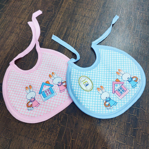 Pack of 2 Bunny Bibs - Blue & Pink - Round Shape