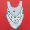 Pack of 3 Baby Bibs - Red Car - Blue