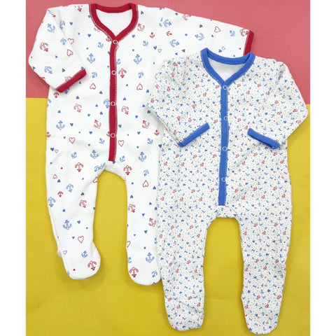 TBS - Pack of 2 Rompers - Red Heart & Anchors