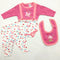 3 Pieces - Gift Set - Bear & Butterfly - Pink