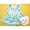 Baby Frock - Crown & Dots - Green