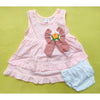 Baby Frock - Bow Flower & Dots - Peach