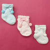 Pair of 3 Socks - Ribbon - Pink White Blue