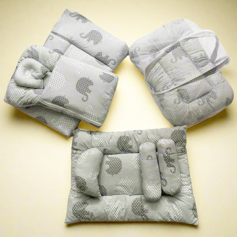 8 Pieces Bedding Set - Grey - Elephants