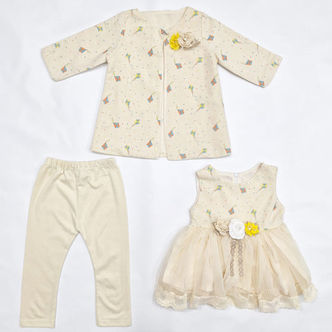 3 Pieces - Frock Set - Kites - Skin