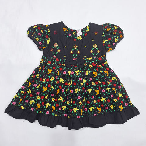 Pink & Pink - Frock - Black - Flowers