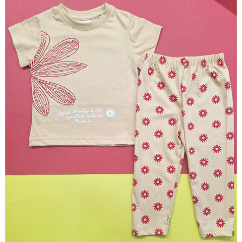 2 Pieces - Cropped Shirt & Trouser Set - Yellow