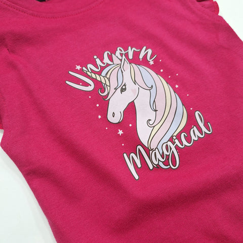 2 Pieces - Suit Set - Unicorn - Shocking Pink