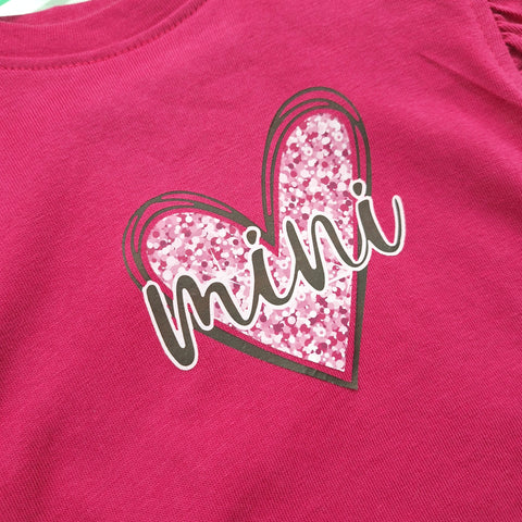 2 Pieces - Suit Set - Mini Heart - Shocking Pink
