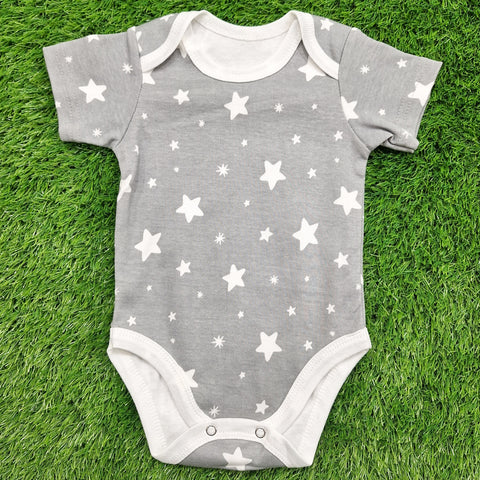TBS - Pack of 3 - Short Sleeve Bodysuits - Grey - Stripes & Stars