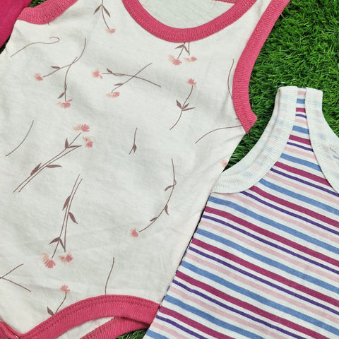 TBS - Pack of 3 Onesies - Girls - Pink & Leaves