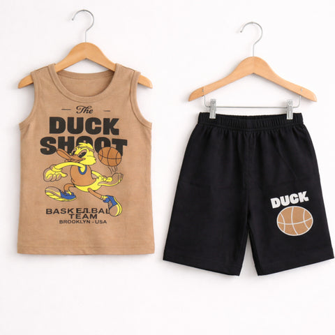 Cotton Jersey - Sando & Short - Brown - Duck