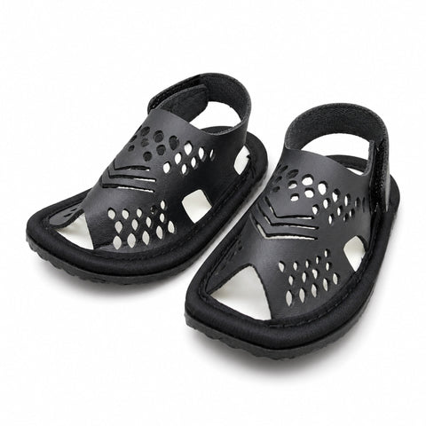 Peshawari Chappal 12CM - (0-3 Months) - Black
