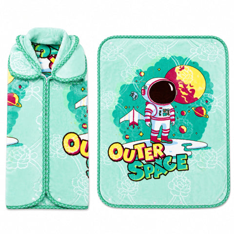 Double Ply Baby Zip Blanket - Green - Astronaut (44*32 Inches)