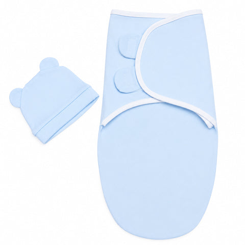 Newborn Swaddle with Cap - Blue