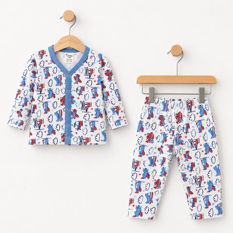 Cotton Jersey Night Suit - Blue - Aeroplane - 26 - TBS