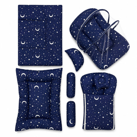 Newborn Cotton Bedding Set - 8 Pieces - Navy - Twinkle Moon