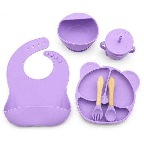 Silicone Baby Cutlery Set - 6 Pieces - Purple
