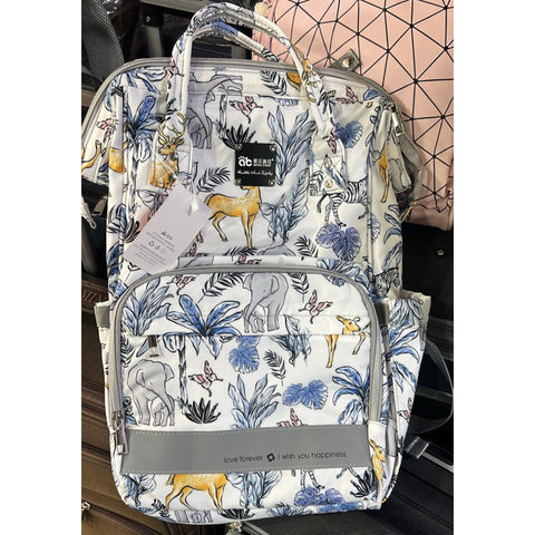 Waterproof Diaper Backpack - Blue - Trees & Deer