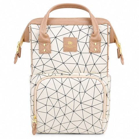 Synthetic Leather Waterproof Diaper Backpack - Champagne