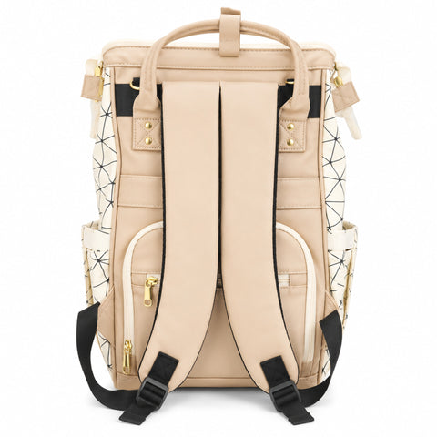 Synthetic Leather Waterproof Diaper Backpack - Champagne