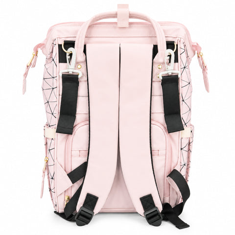 Synthetic Leather Waterproof Diaper Backpack - Pink