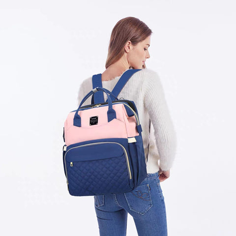 Waterproof Baby Bed & Bag - Blue & Pink - Love Queen