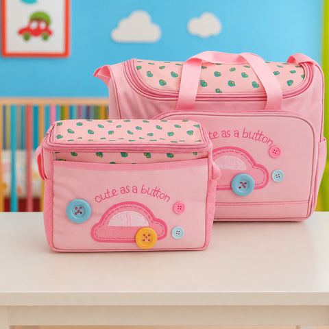 3 Pieces Car Diaper Bag Set Pink