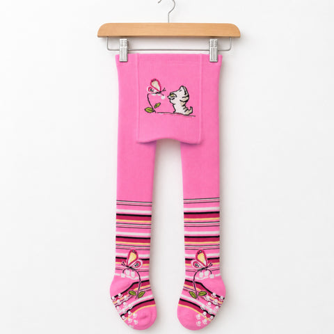 Kids Winter Leggings Pink Butterfly Print | Warm Leggings for Girls | 18–24 Months | Size 80–86